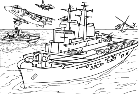 Invincible Class Aircraft Carrier Coloring Page